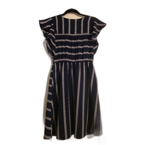 Monteau Navy and White Striped Midi Dress - Picture 4 of 4